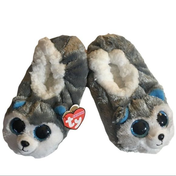 TY Beanie Boos SLUSH The Husky Children’s Slippers Size - Medium 1-3 NEW - Picture 2 of 7